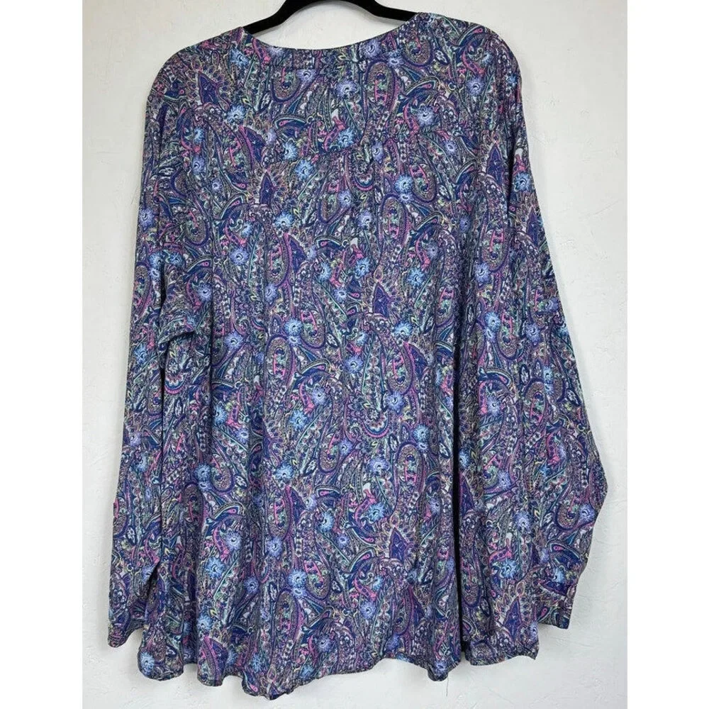 Lane Bryant Blue Long Sleeve Blouse Women's 26/28